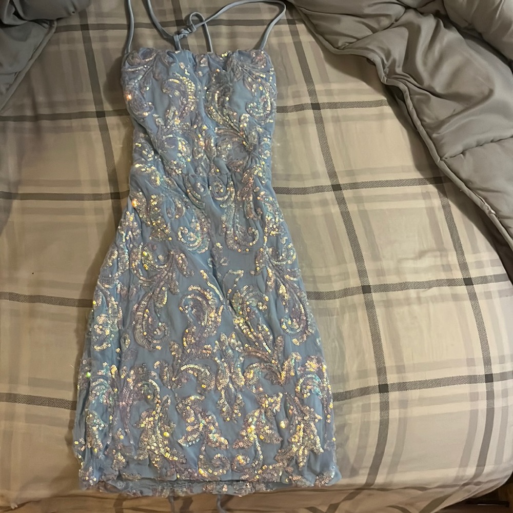 BLUE SPARKLY WINDSOR HOCO DRESS
